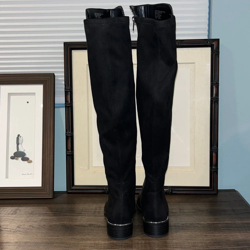 Alfani Step Flex Leather Ludlowe Over-The-Knee Black Boots sz 5.5M NWT / NWOB